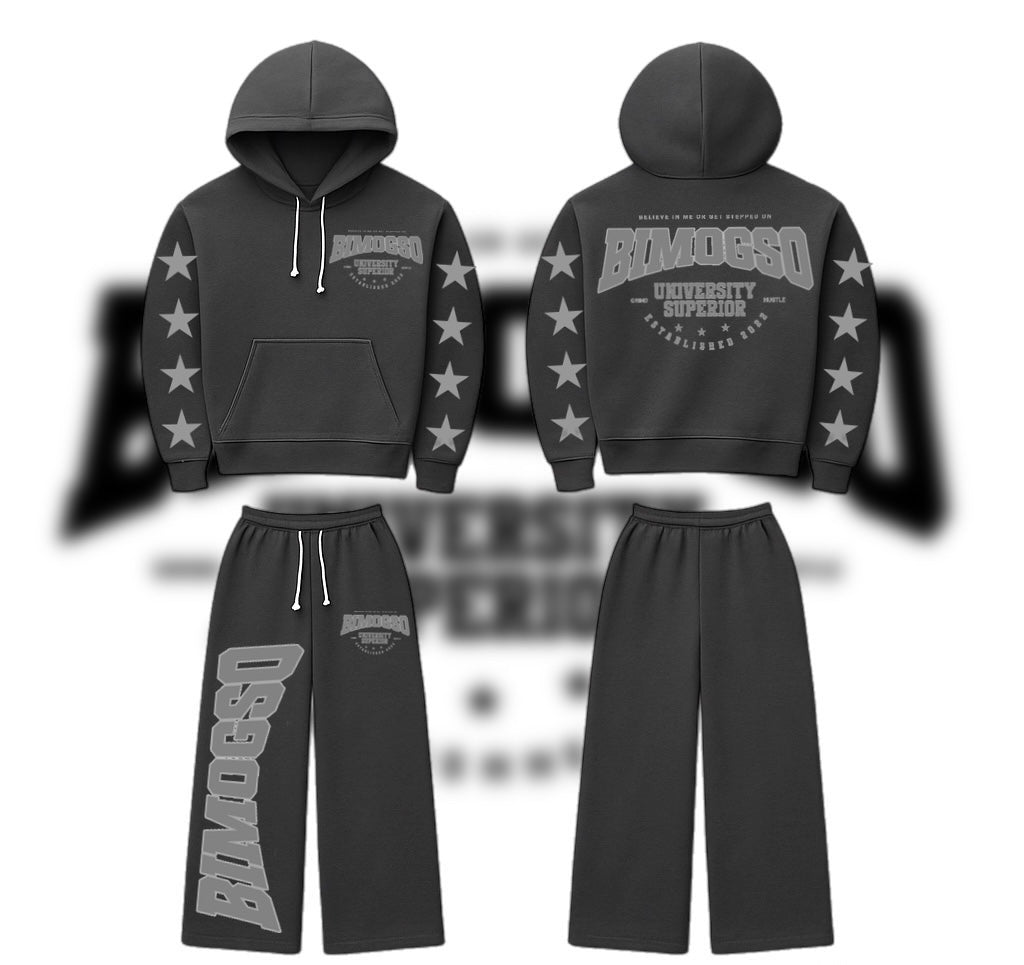 BIMOGSO Diamond Grey Hood & Oversized Pants