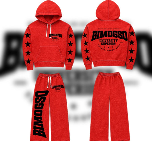 BIMOGSO Diamond Red Hood & Oversized Pants