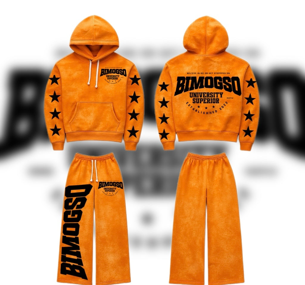 BIMOGSO Diamond Orange Hoodie & Oversized Pants