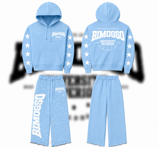 BIMOGSO BLUE HOODIE AND HOOPERS JORTS SET